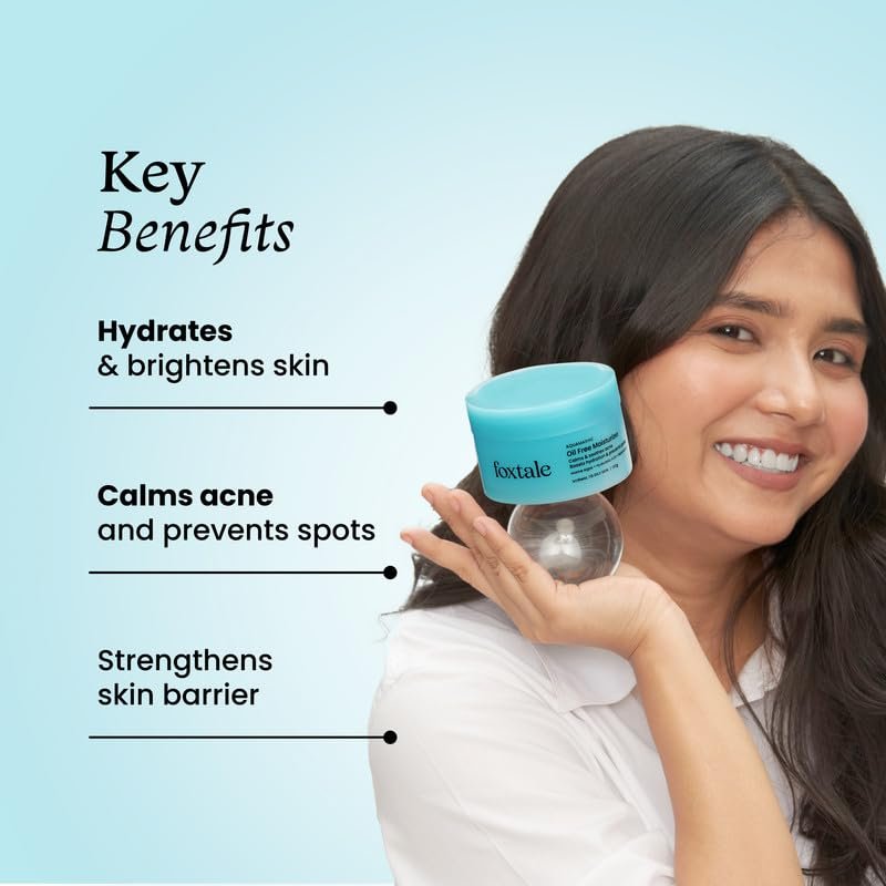 Foxtale Oil-Free Gel Moisturizer for Face | Hyaluronic Acid, Niacinamide, Betaine, Marine Algae| Boosts Hydration, Brightens Skin, Soothes Acne| Lightweight for Oily, Acne-Prone Skin |Men & Women-100g - Image 4