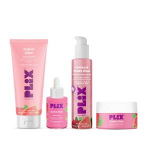 PLIX - THE PLANT FIX Guava & Roses Regime for Bright Skin & Balanced Skin pH| Hydrating Cleanser| 2-in-1 Toner Serum| Vitamin C Serum | Smoothie Moisturizer | For Men & Women| Glowing in 1 Use