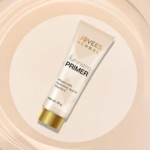 Jovees Herbal Illuminating Primer Infused with Hyaluronic Acid & Vitamin E | Hydrating & Smooth Natural Finish | Light Weight Formula | Natural Tint, 30gm