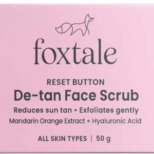 FOXTALE ORIGINAL RESET BUTTON DE TAN FACE SCRUB REDUCES SUN TAN EXFOLIATES GENTLY ALL SKIN TYPES