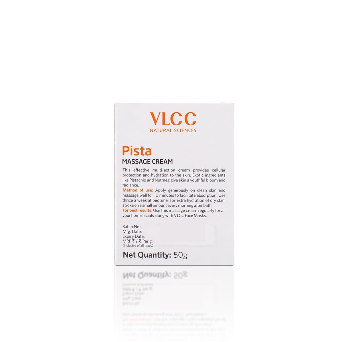 VLCC Pista Massage Cream 50g - For Intensive Hydration & Radiance | Improves Skin Complexion | Protects and Strengthens the Skin | Power of 10 Natural Extracts. - Image 2