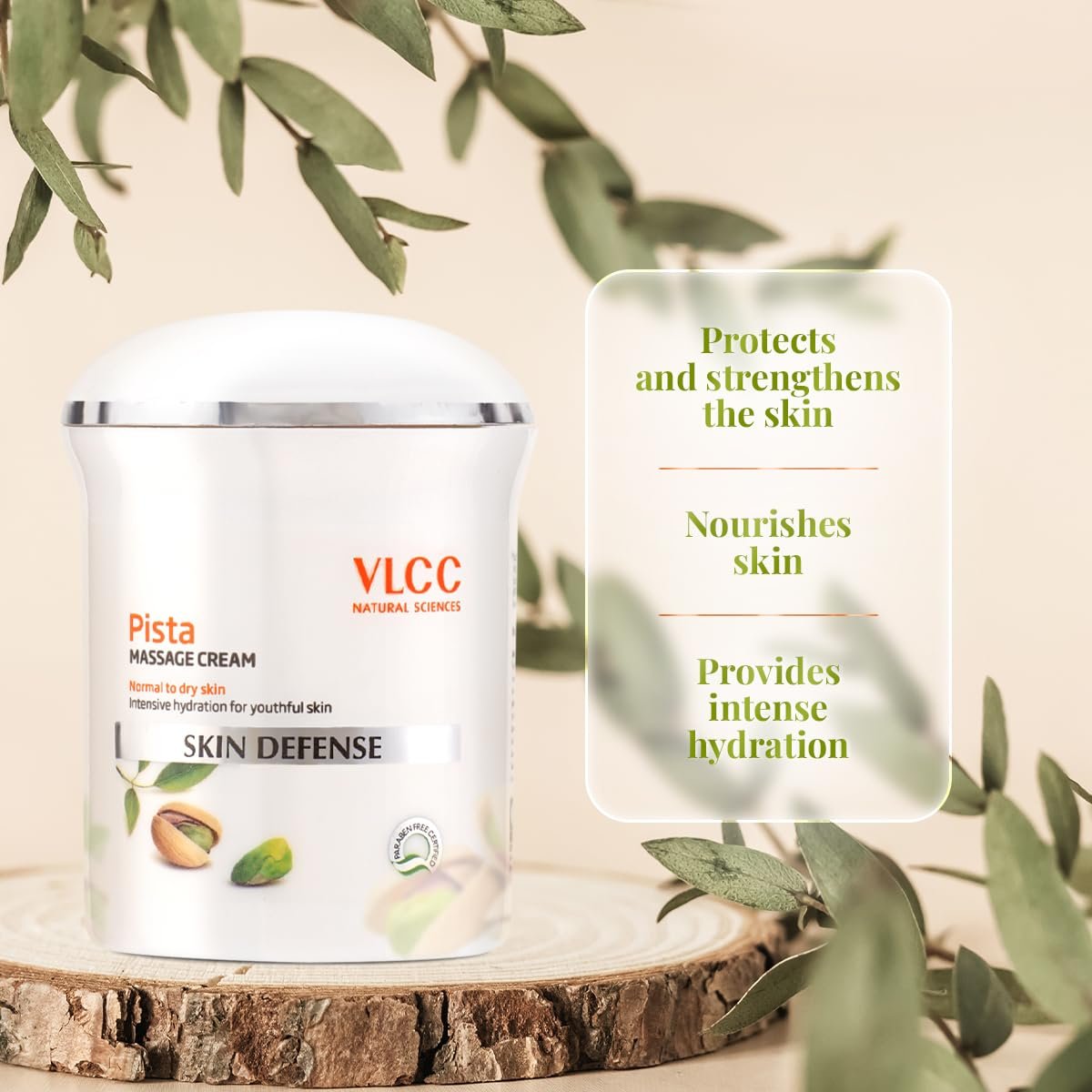 VLCC Pista Massage Cream 50g - For Intensive Hydration & Radiance | Improves Skin Complexion | Protects and Strengthens the Skin | Power of 10 Natural Extracts. - Image 3