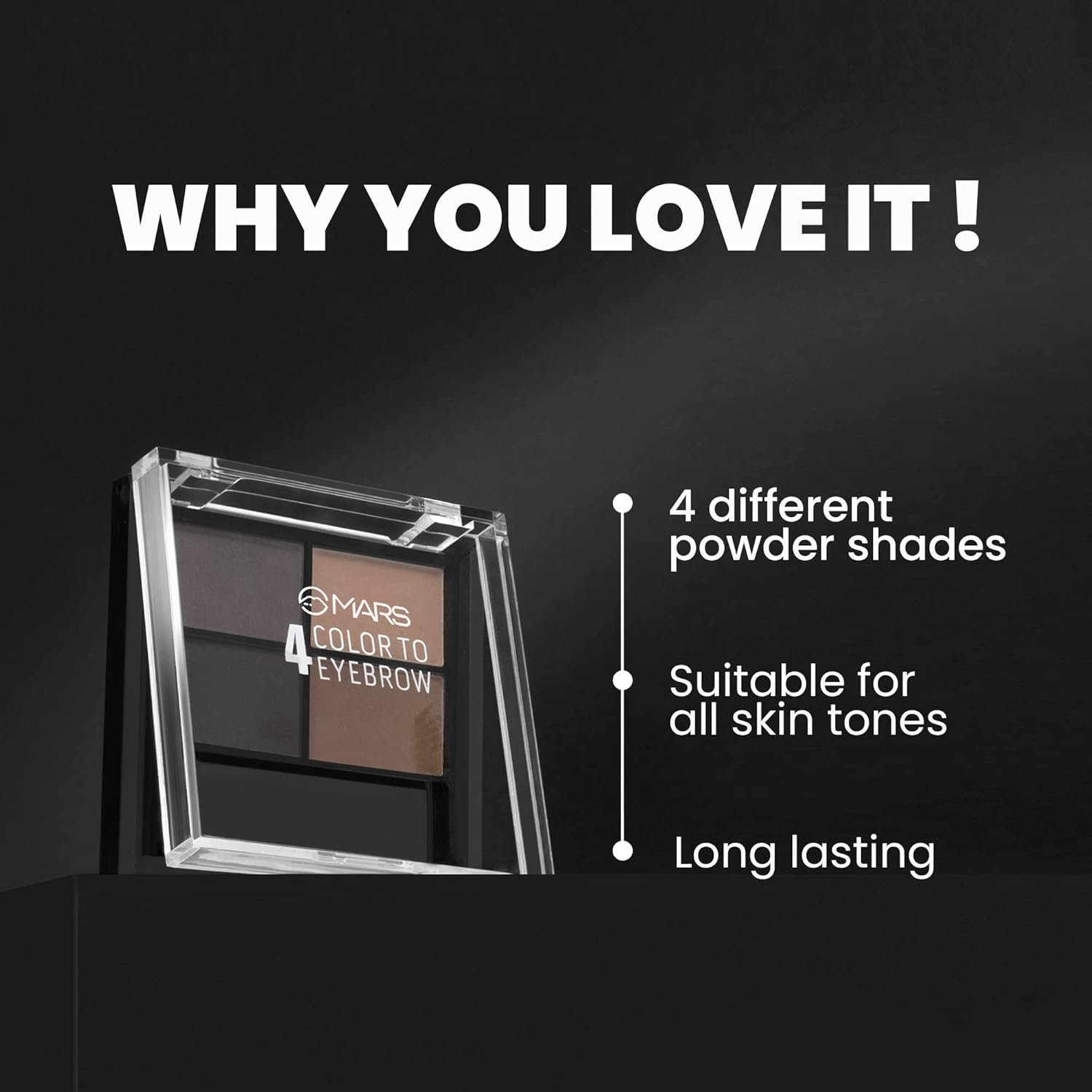 MARS 4 in 1 Eyebrow Powder Cake with Angled Eyebrow Brush and Spoolie | Long Lasting & Waterproof | (8g) - Image 2