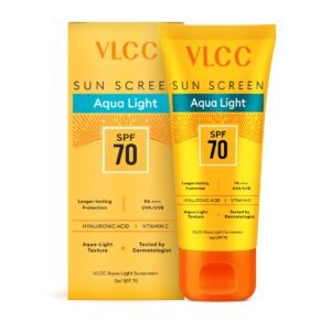 VLCC Aqua Light Sunscreen Gel SPF 70 PA++++ | Ultra-High UV Protection For All Skin Type | No White Cast | Non-Greasy, Fast-Absorbing | Hyaluronic Acid & Vitamin C | Sweat & Humidity Resistant - 100g