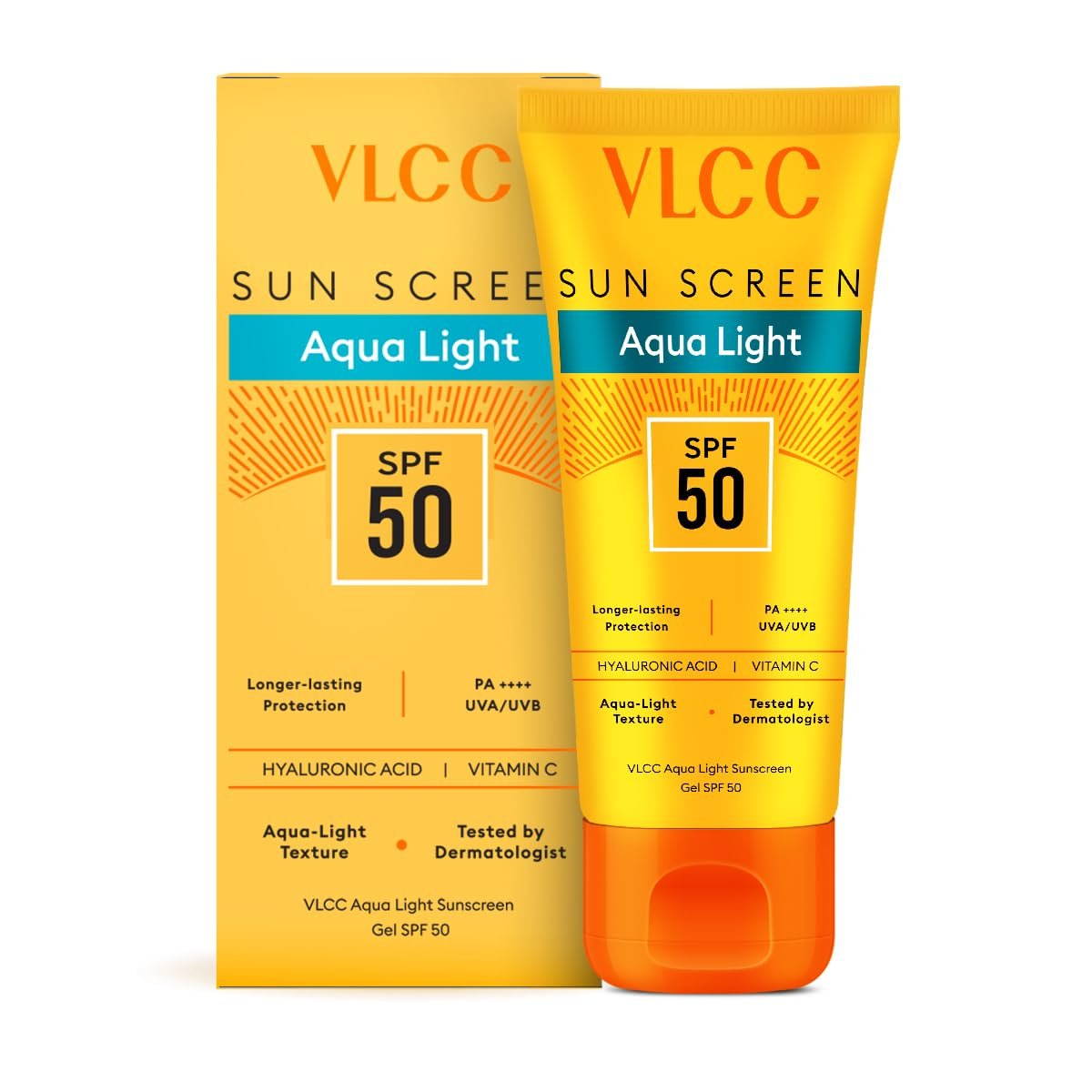 VLCC Aqua Light Sunscreen Gel SPF 50 PA+++ | Fast-Absorbing, Non-Greasy, No White Cast | Broad Spectrum UV Protection | Hyaluronic Acid & Vitamin C | Dry Touch, Lightweight, Hydrating Sunscreen - 100g - Image 4