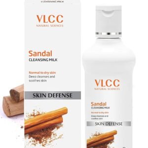 VLCC Sandal Cleansing Milk - 100ml - Deep Cleanses & Soothes Skin. With Sandal, Ashwagandha, Fenugreek & Indian Berberry Extracts, Almond and Olive Oils.
