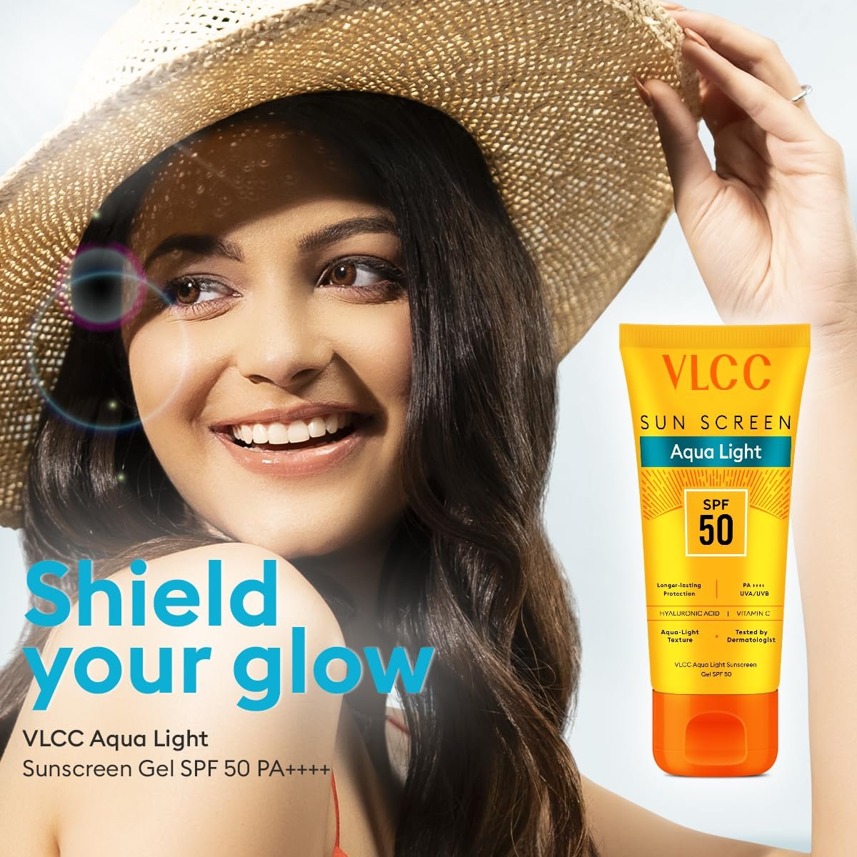 VLCC Aqua Light Sunscreen Gel SPF 50 PA+++ | Fast-Absorbing, Non-Greasy, No White Cast | Broad Spectrum UV Protection | Hyaluronic Acid & Vitamin C | Dry Touch, Lightweight, Hydrating Sunscreen - 100g - Image 6