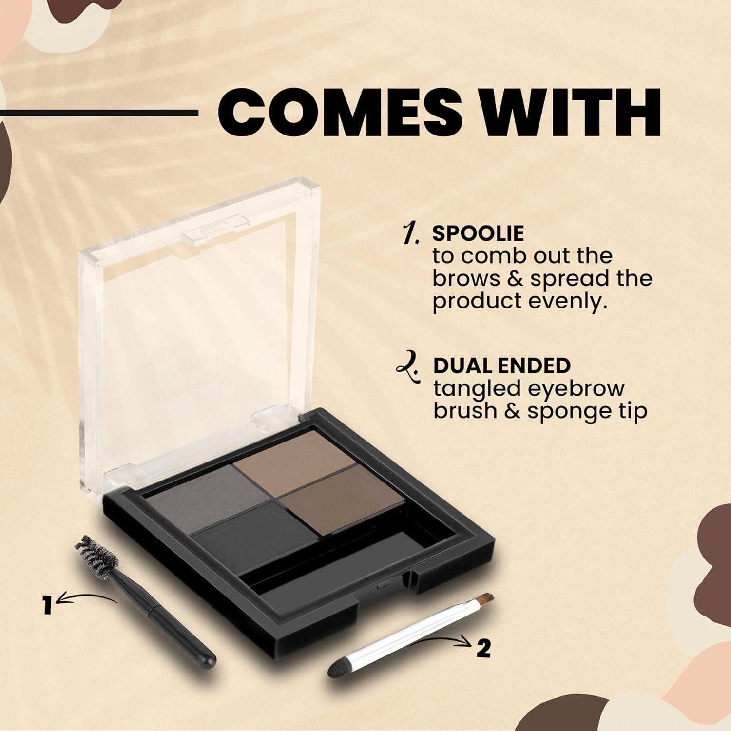 MARS 4 in 1 Eyebrow Powder Cake with Angled Eyebrow Brush and Spoolie | Long Lasting & Waterproof | (8g) - Image 4