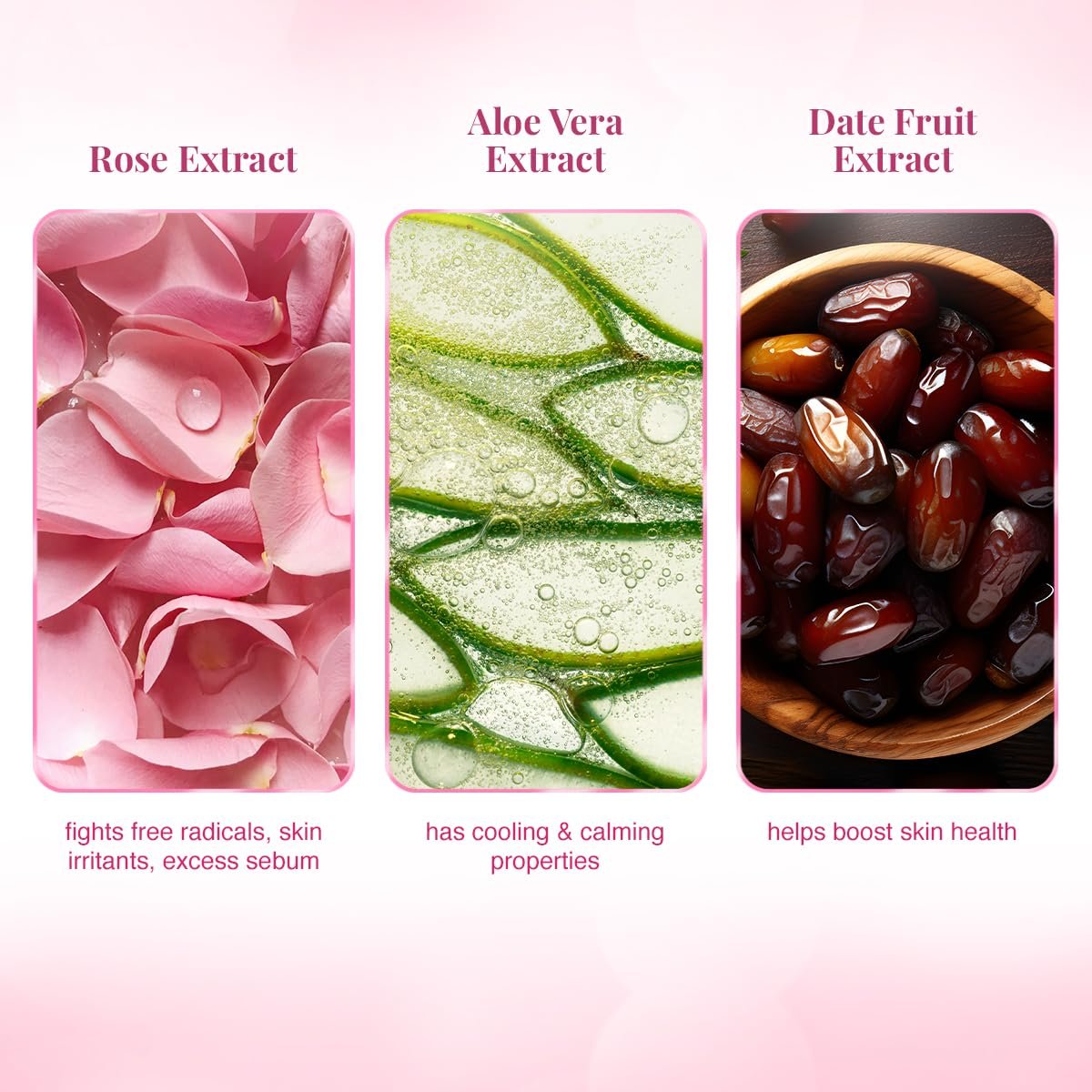 VLCC Rose Water Toner - 100ml - Tones & rejuvenates skin | Helps maintain skin's pH balance | Helps tighten the pores and gently tones the skin | With Rose, Aloe vera, Mint, Date fruit. - Image 4