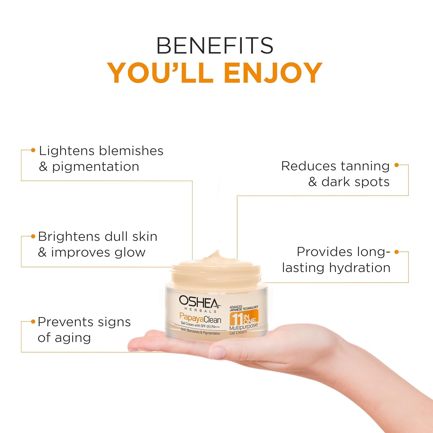 Oshea Herbals Papaya Clean 11 in One Gel Cream with SPF-25 | PA+++ 50gm - Image 4