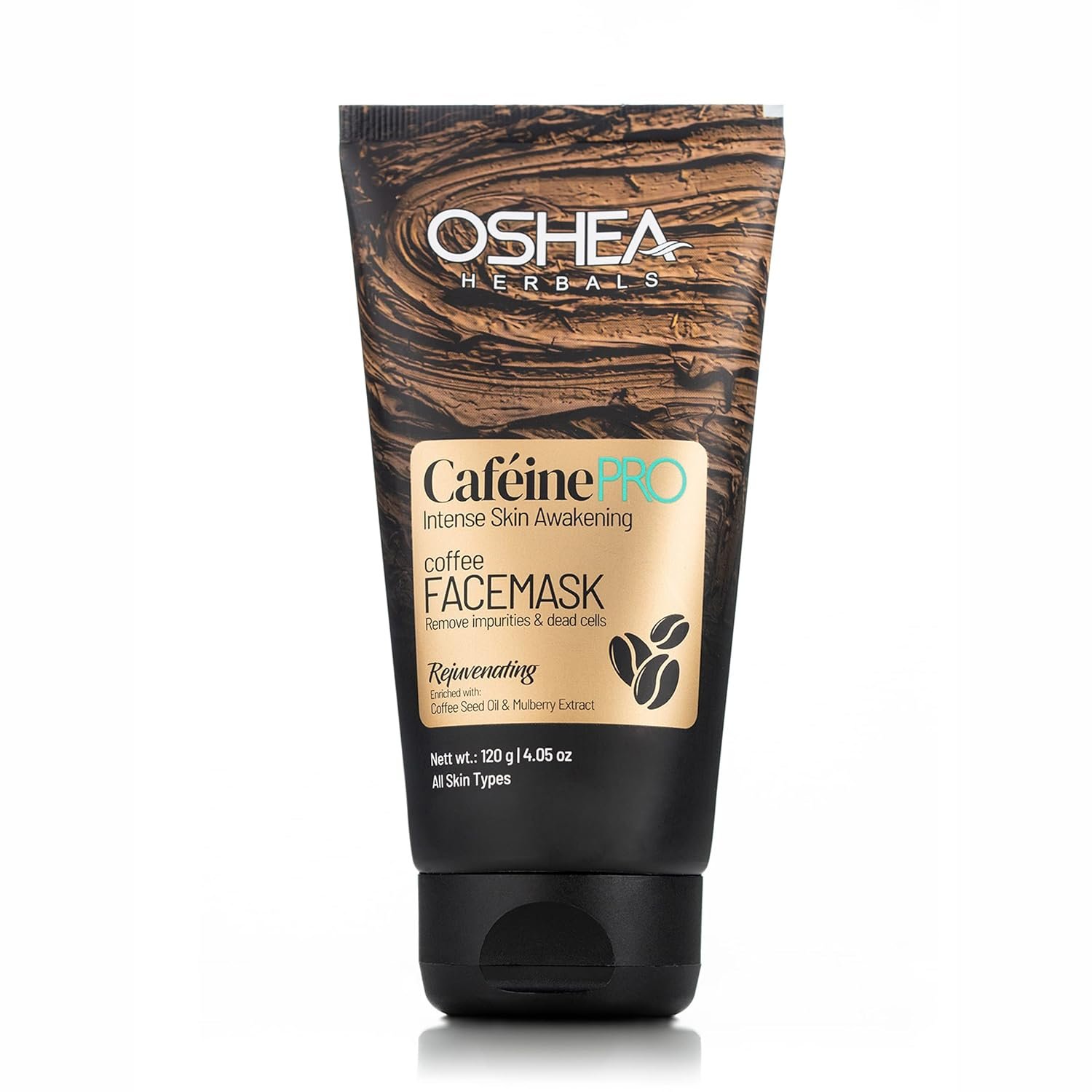 Oshea Herbals Cafeine Pro Coffee Face Mask for All Skin Types | Removes Impurities & Dead Cells | Enriched with Coffee Seed Oil & Mulberry Extracts 120 g