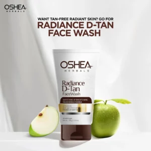 Oshea Herbals Radiance DTan Face Wash for Women & Men | Deep Cleansing with Tan Removal Formula | Reduces Dullness & Controls Sebum | Enriched with Green Apple Extracts | All Skin Types - 120g