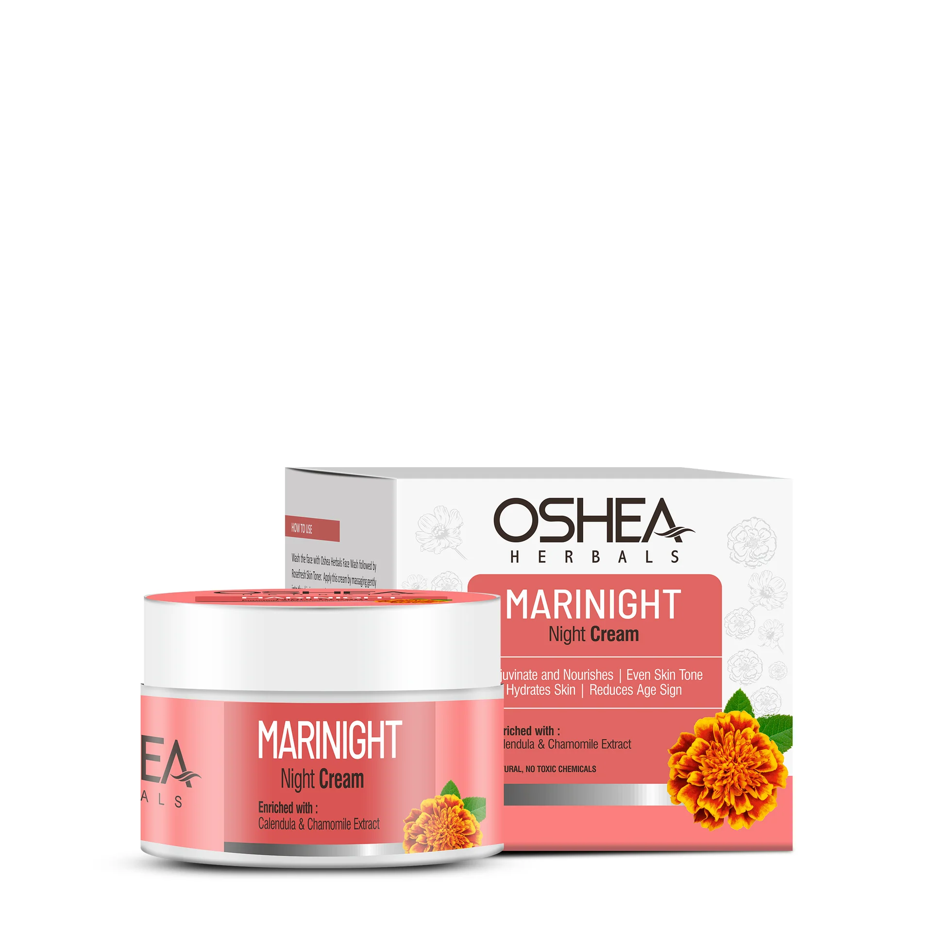 Oshea Herbals Marinight Night Cream for All Skin Types | Reduces Age Sign, Hydrates & Rejuvinates with Even Skin Tone | Enriched with Calendulla & Chamomile Extracts 50g