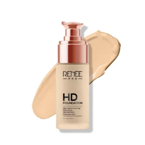 RENEE Pro Hd Foundation Full Coverage Matte Finish Lotion For All Skin Types|Highly Blendable Formula With Spf30|Weightless & Long Lasting|Enriched With Aloe,Coffee,Chamomile & Vitamin E,30 Ml,1 Count