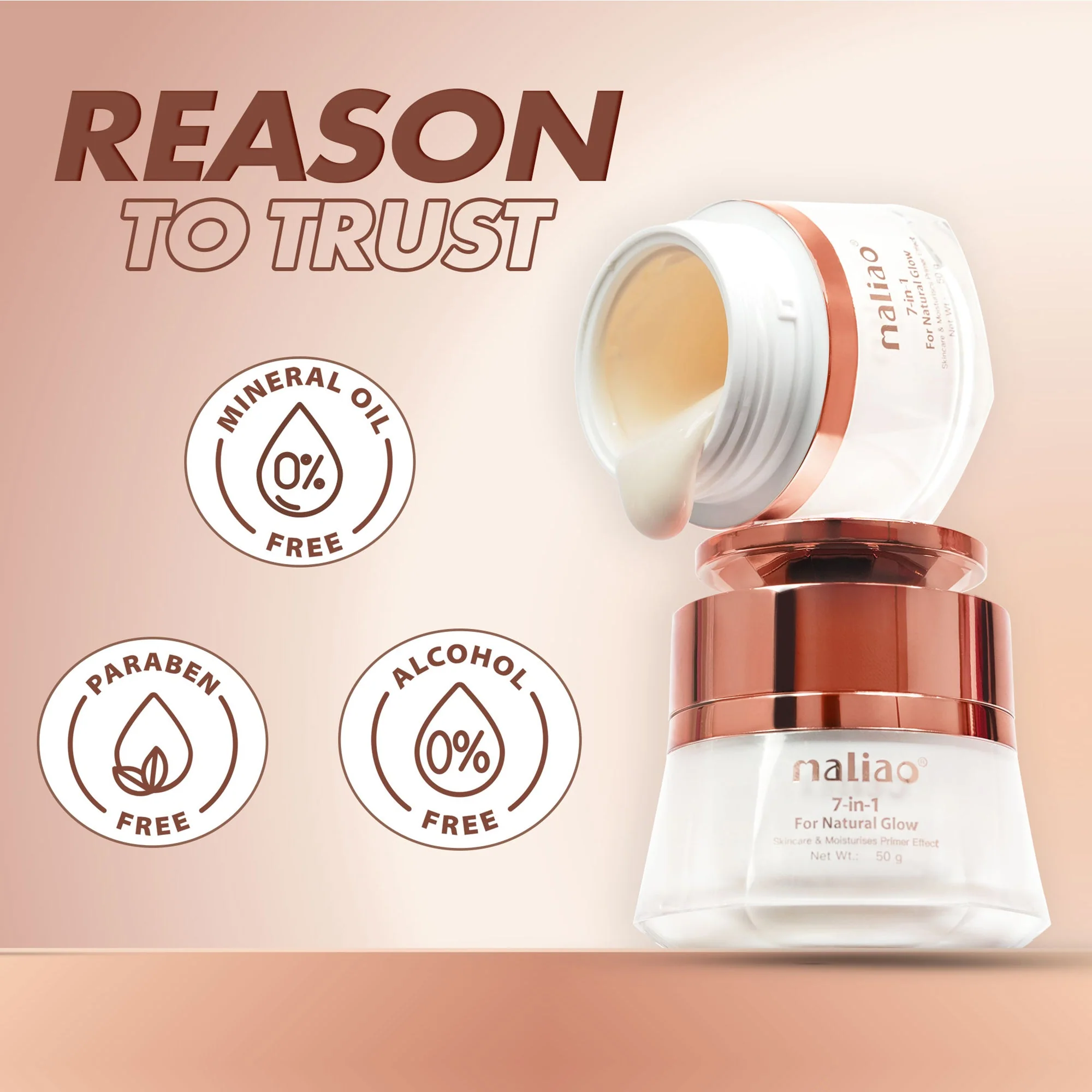 Maliao 7 in 1 cream | Natural Glow+ Skincare & Moisturizing Primer - Image 5