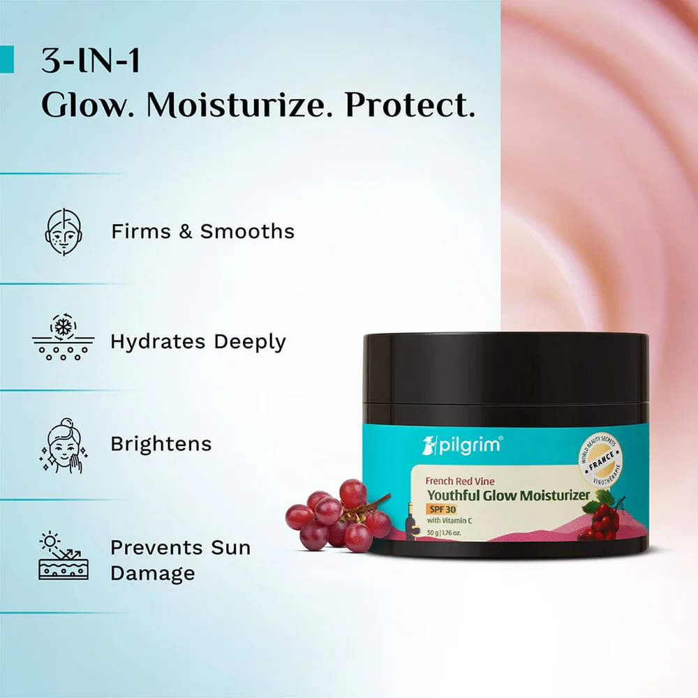 Red Vine Youthful Glow Moisturizer with Vitamin C & SPF 30 - Image 2