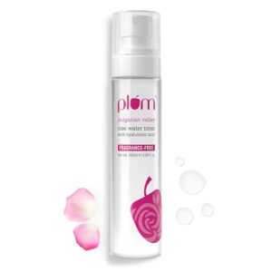 Plum Bulgarian Valley Rose Water Face Toner | for Oily Acne Prone Dry Combination Skin | with Hyaluronic Acid | Hydrating & Pores Tightening | Balances pH Levels | Alcohol-Free | Women & Men | 100ml