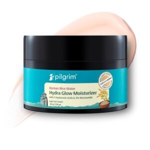 Pilgrim Korean Rice Water Hydra Glow Moisturizer  with 5 Hyaluronic Acids, 3% Niacinamide, 5 Ceramides | 5x Hydration & Instant Glass Skin | Oil-Free, Lightweight Gel | All SkinTypes | Women,Men