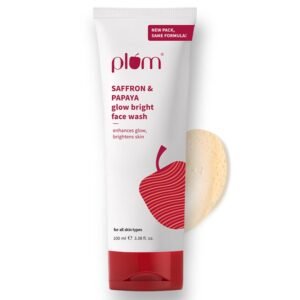 Plum Saffron & Papaya Glow & Brightening Face Wash with Vitamin B5 | Boosts Glow & Brightens Skin | Non-Drying | All Skin Types | Bright Gel Face Wash for Women & Men | for All Skin Types