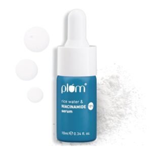 Plum 10% Niacinamide Serum with Rice Water | Provides Clear, Glowing & Brightening Skin | for Acne Prone, Combination, Oily & Sensitive Skin | Oil Control & Anti Acne Face Serum for Women & Men