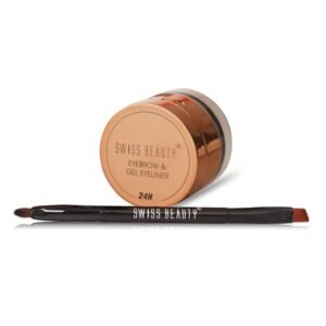 Swiss Beauty Waterproof Eyebrow & Gel Eyeliner 2 In 1 With Brush | Smudge Proof Gel Eyeliner And Eyebrow Definer Pencil | Shade- 01 Black, 7G