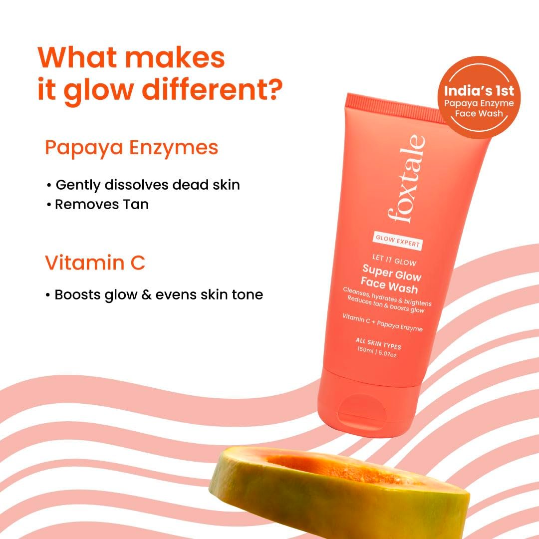 Foxtale Vitamin C Super Glow Face Wash with Papaya enzyme | Reduces Tan | Boosts Glow | Gently Exfoliates & Brightens Skin | Reduces Pigmentation | Face Wash for Men & Women- 150ml - Image 6