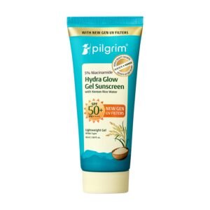 Pilgrim 5% Niacinamide Hydra Glow Gel Sunscreen InVivo Tested SPF 50+ PA++++ with Korean Rice Water | New Gen UV Filters | Lightweight Gel | Hydrated Glowing Skin | All Skin Types | No White Cast
