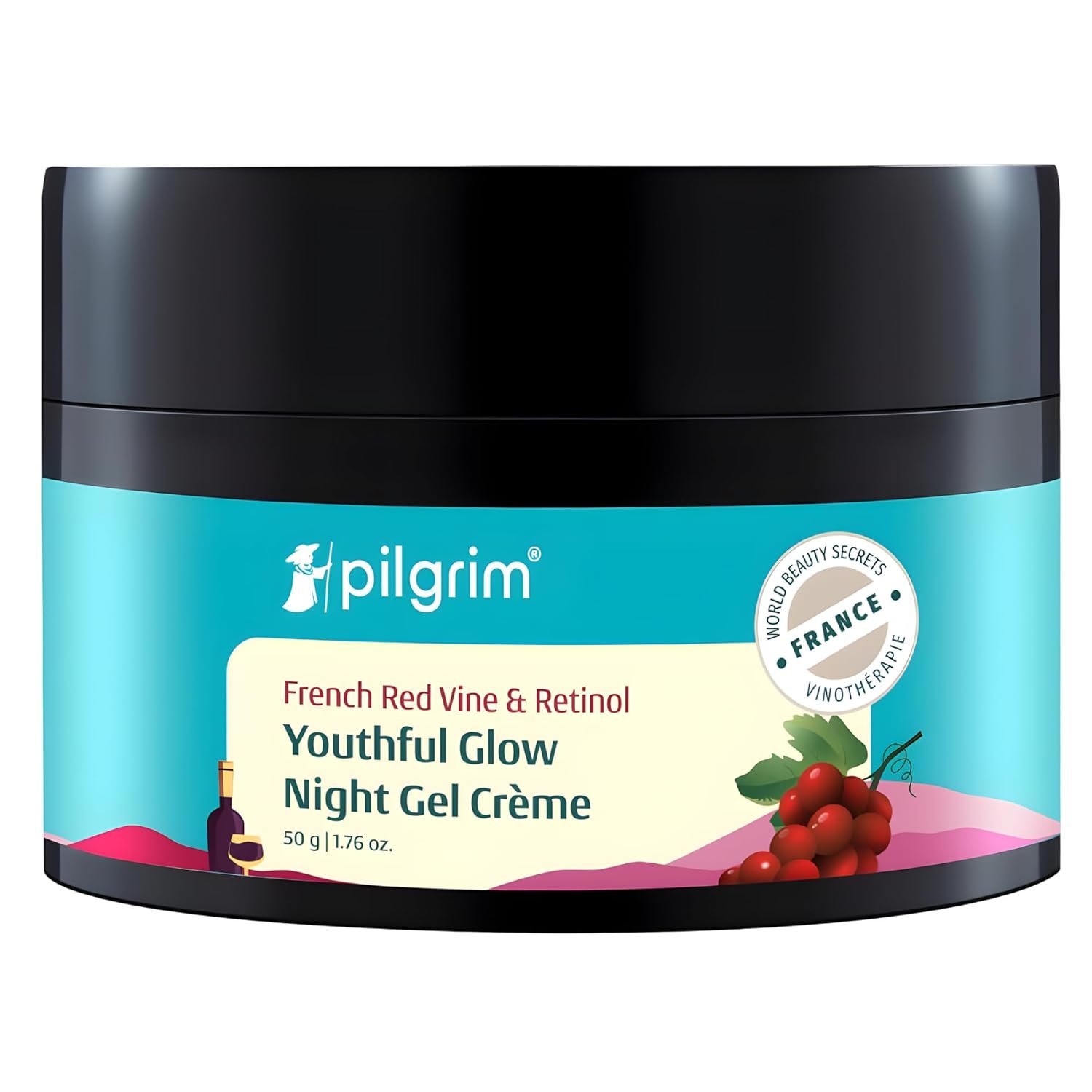 PILGRIM French Red Vine Anti Aging Night Cream for women with Retinol, Mulberry & Vitamin C For Glowing Skin & Skin Repair| Retinol Night cream for oily, dry & sensitive skin|Anti aging cream| For Women and Men I 50g
