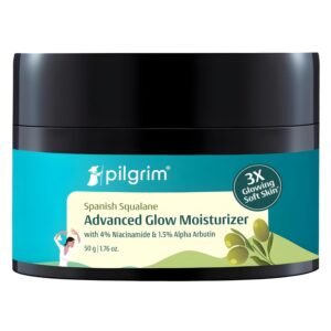 Pilgrim Squalane Niacinamide & Vitamin C Glow Moisturizer for face, dry skin hydration | With vitamin c for glowing skin | Non-greasy | For Women and Men I 50 gm