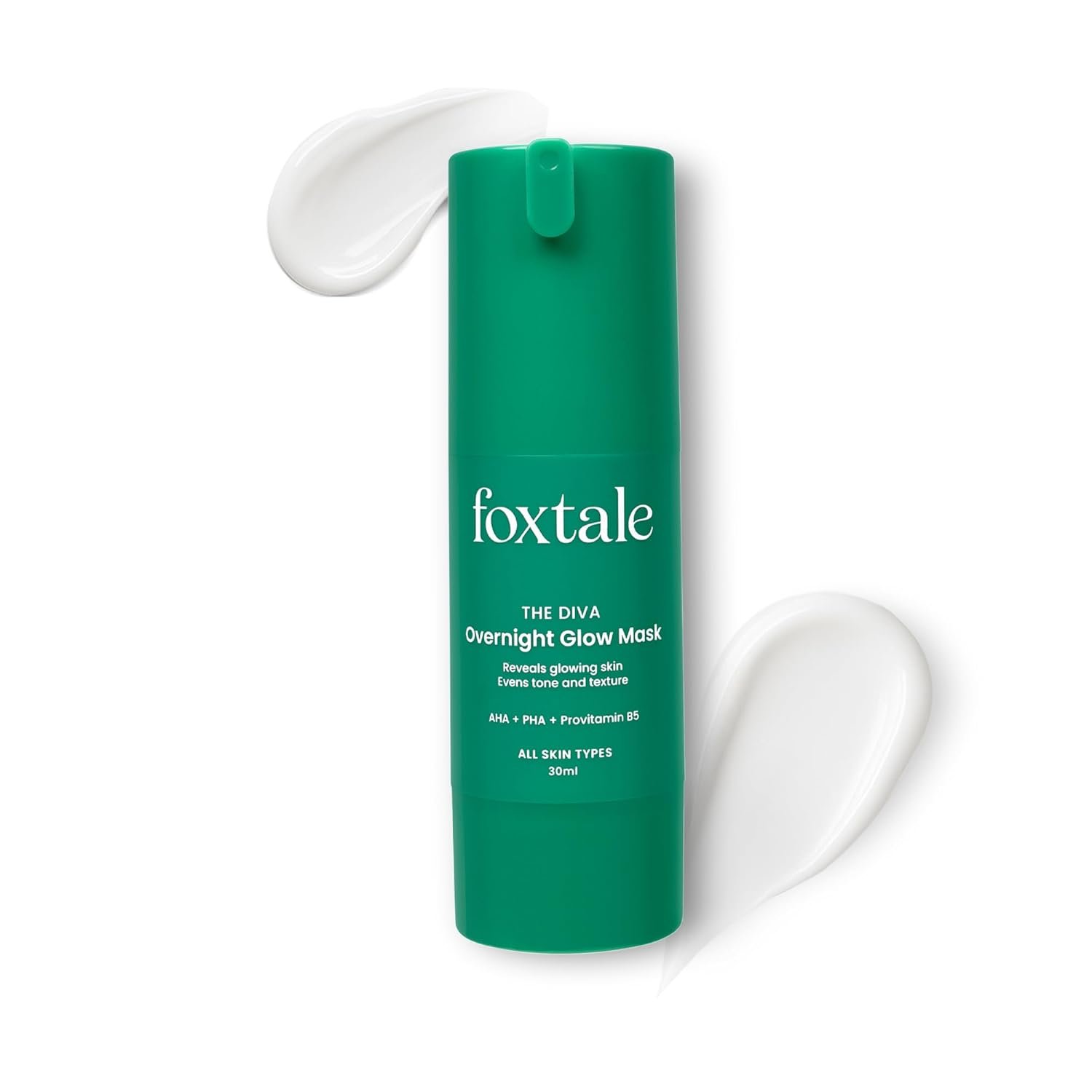 Foxtale Overnight Glow Mask | 4% Glycolic Acid | 3% Lactic Acid |Reduces Blackheads, Whiteheads | 30 Second Salon like Brightening Facial for Glowing Skin | Men & Women - 30ml