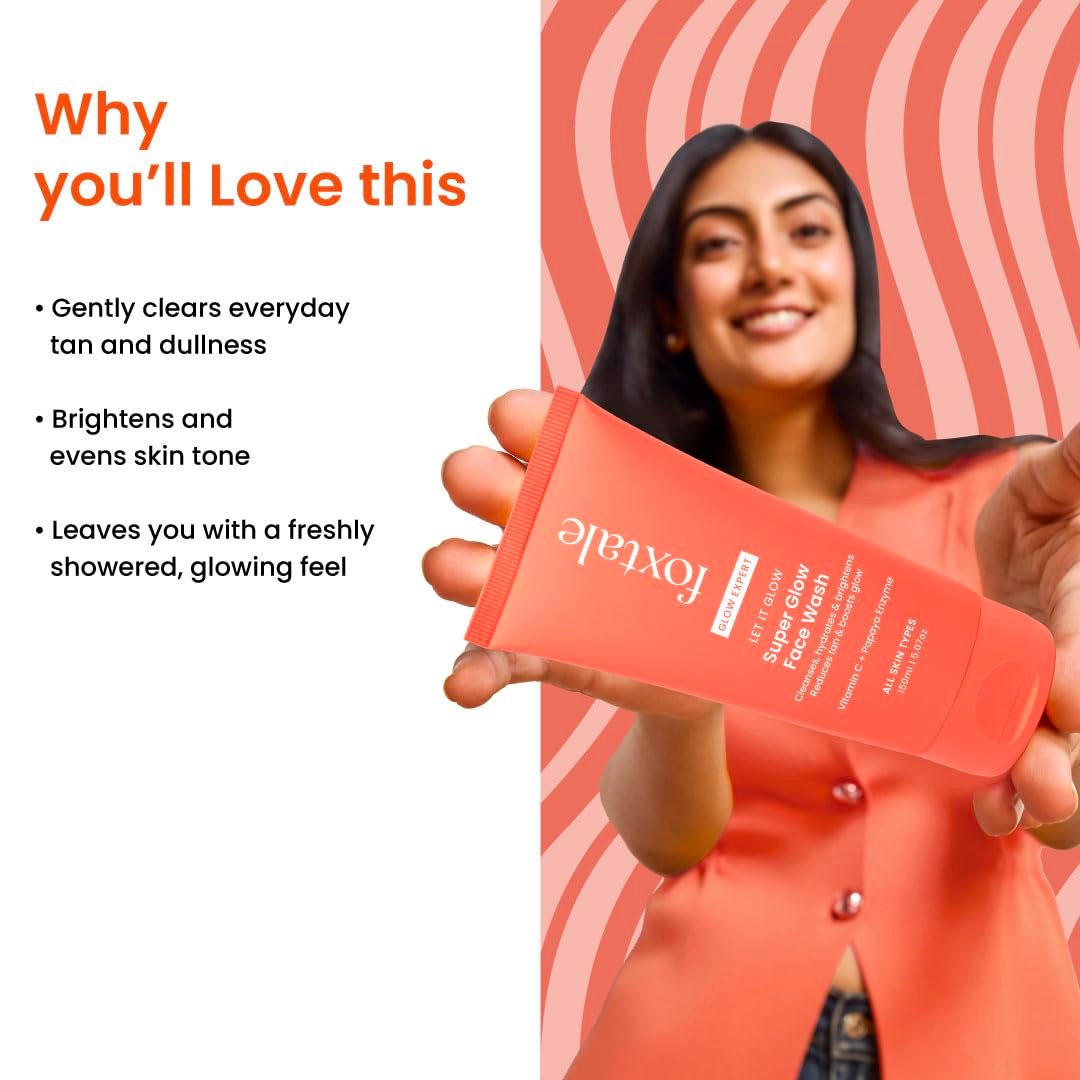 Foxtale Vitamin C Super Glow Face Wash with Papaya enzyme | Reduces Tan | Boosts Glow | Gently Exfoliates & Brightens Skin | Reduces Pigmentation | Face Wash for Men & Women- 150ml - Image 3