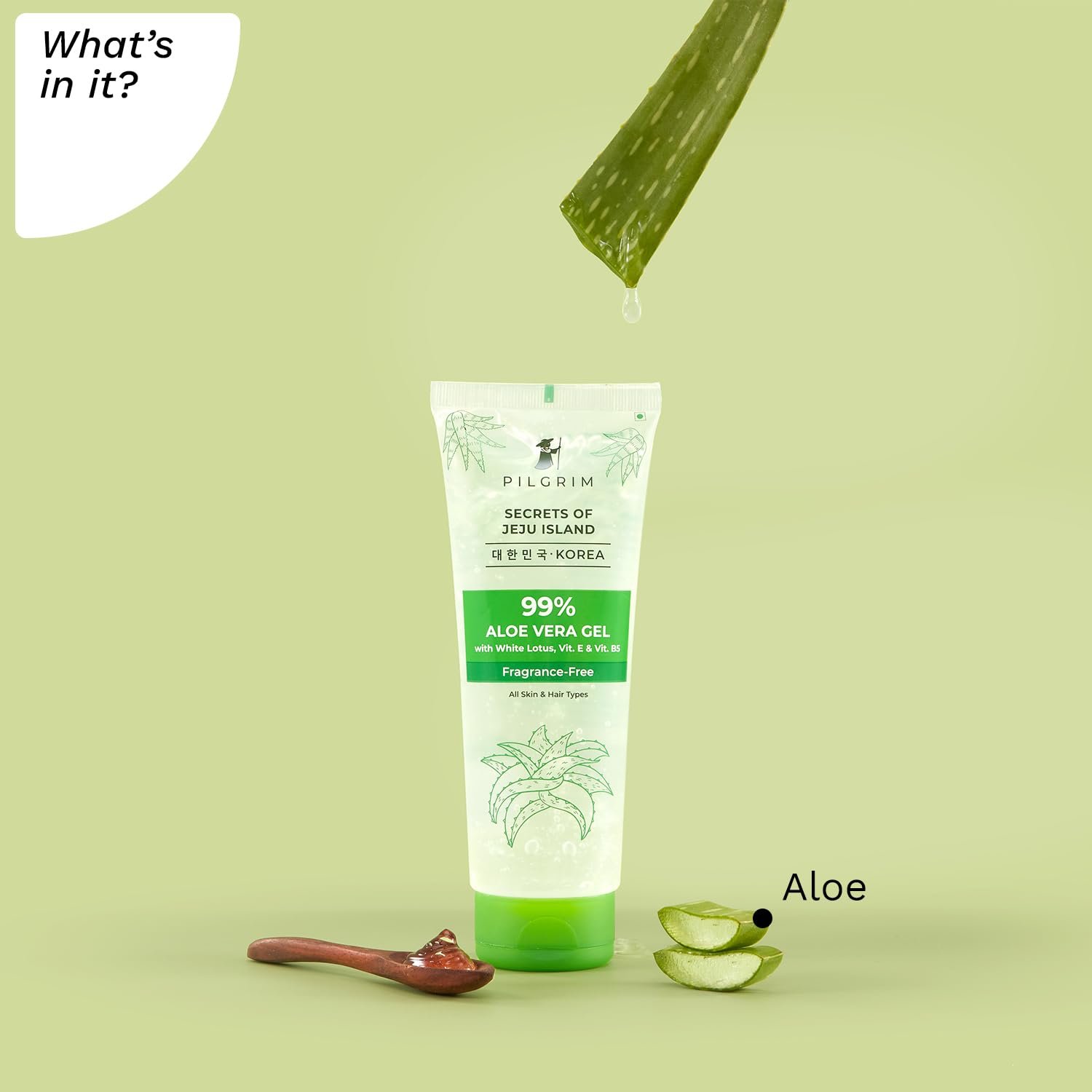 PILGRIM Korean 99% Pure Aloe Vera Gel 200ml with Vitamin E & Vitamin B5 for Face & Hair | Hydrates & Soothes Skin | Conditions & Softens Hair | Free from Parabens, Sulphates, Mineral Oils & Fragrance I For Women and Men - Image 3