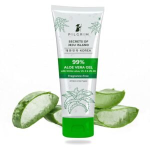 PILGRIM Korean 99% Pure Aloe Vera Gel 200ml with Vitamin E & Vitamin B5 for Face & Hair | Hydrates & Soothes Skin | Conditions & Softens Hair | Free from Parabens, Sulphates, Mineral Oils & Fragrance I For Women and Men