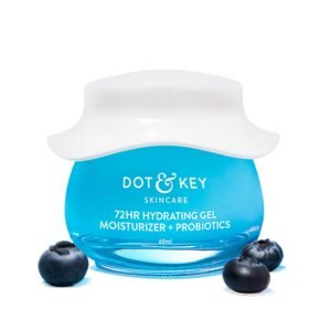 DOT & KEY 72Hr Hydrating Gel + Probiotics Moisturizer For Face With Hyaluronic Acid, Kombucha & Rice Water Lightweight Gel Oil Free Moisturizer | For Oily, Dull & Uneven Skin Tone I For All Skin Types | 60Ml