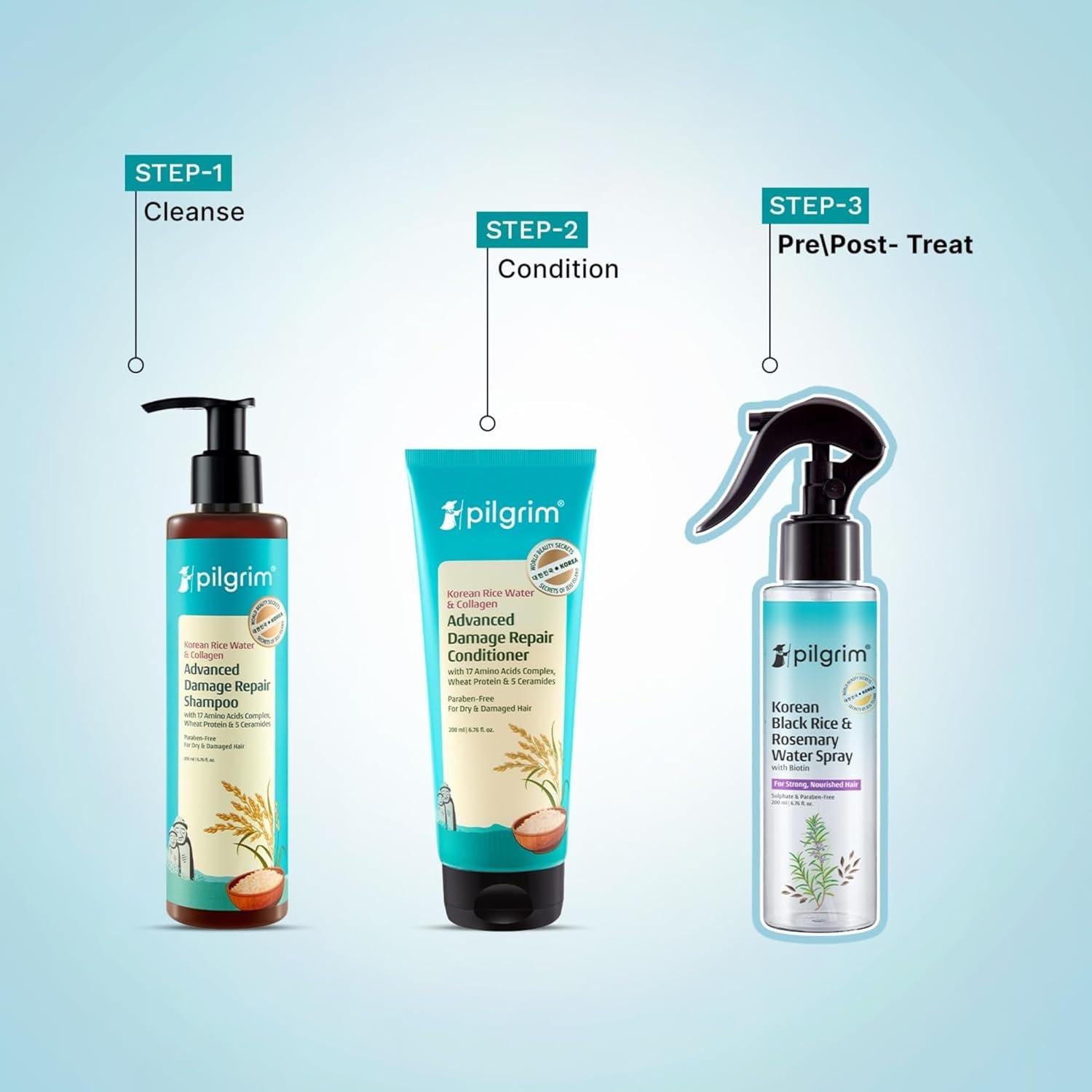 Pilgrim Korean Black Rice and Rosemary Water Spray With Biotin For Strong, Nourished Hair 200ml | Spray for Regrowth | Thicker & Stronger Hair | Sulphate & Paraben Free I For Women for Men - Image 5