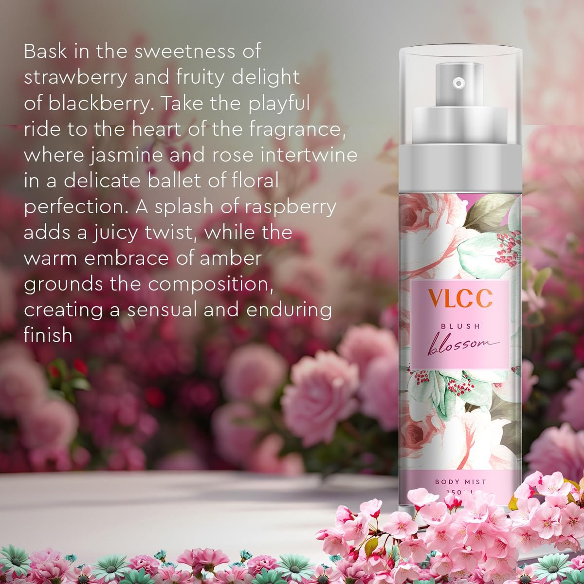 VLCC Body Mist -Blush Blossom | Floral, Fruity Fragrance | Long Lasting Body Mist | Paraben Free | Everyday Perfume | Day & Night Body Mist | Body Mist For Women (150 ml) - Image 2
