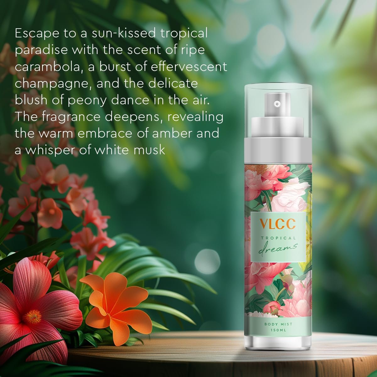 VLCC Body Mist - Tropical Dreams | Floral, Musky Fragrance | Long Lasting Body Mist | Paraben Free | Everyday Perfume | Day & Night Body Mist | Body Mist For Women (150 ml) - Image 3