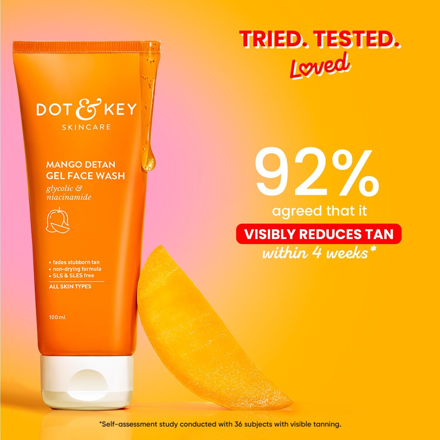 Dot & Key Mango Detan Gel Face Wash | Gently Cleanses Skin From Dirt & Oil | Fades Stubborn Tan | For All Skin Types | 100ml - Image 5