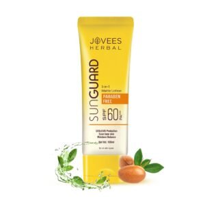 Jovees Herbal Sun Guard Sunscreen Lotion SPF 60 Pa+++ Broad Spectrum For All Skin | 3 In 1 Matte Sunscreen Lotion UVA/UVB Protection, Moisture Balance, Even Tone Skin | For Women & Men 100g