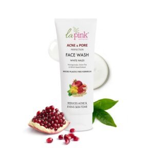 La Pink Acne & Pore Perfection Face Wash with White Haldi & Green Tea | For Acne Reduction & Even Skin Tone | 100% Microplastic Free & 100% Soap Free Formula | All Skin Types | 100ml