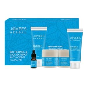 Jovees Herbal 30 Spf Bio Retinol & Cica Extract Anti Ageing Facial Kit For Ageing, Wrinkles, Fine Lines & Dark Spots With Bakuchiol Oil | 5 Step Facial Kit For All Skin Types 215g