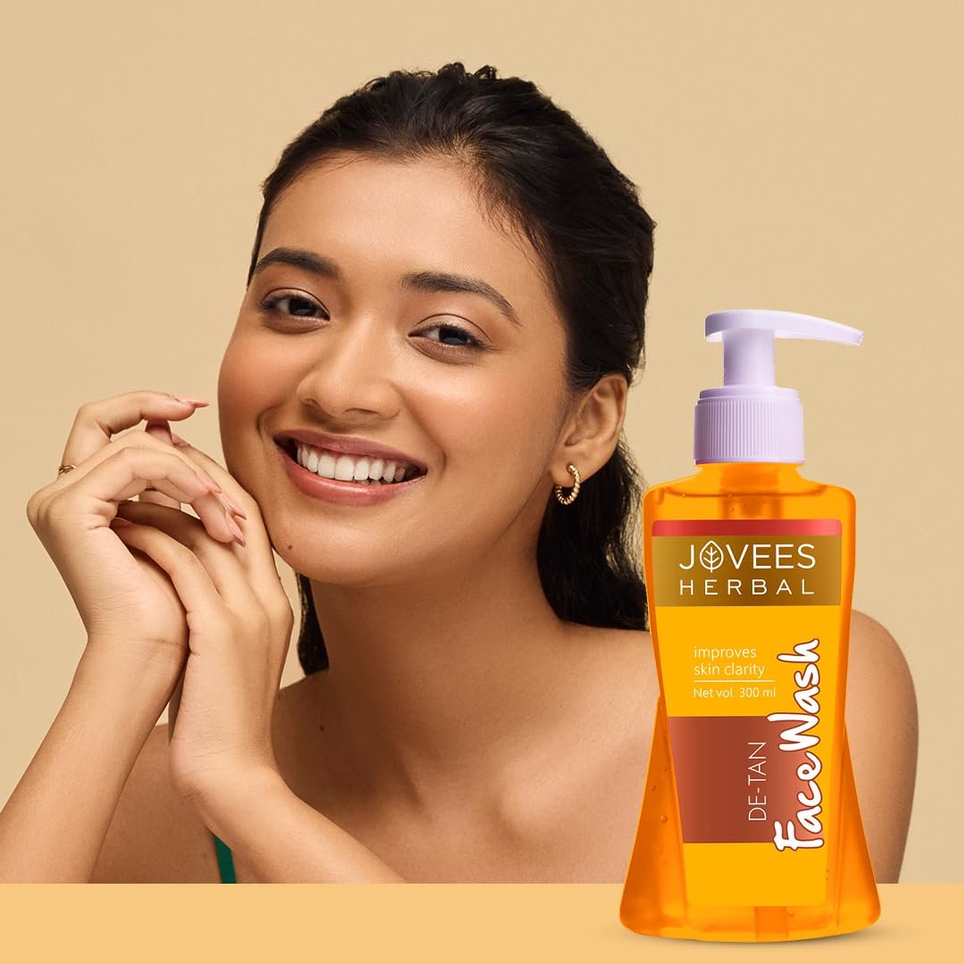 Jovees Herbal Detan Facewash For Glowing and Clear Skin With Liquorice & bearberry Ext. | Gentle Cleanser For Brighten, Even Tone and Hydrates Skin | Suitable for All- 300ml - Image 5