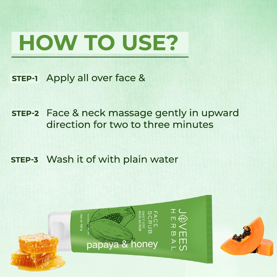 Jovees Facial Scrub - Papaya & Honey - 100gms - Image 2