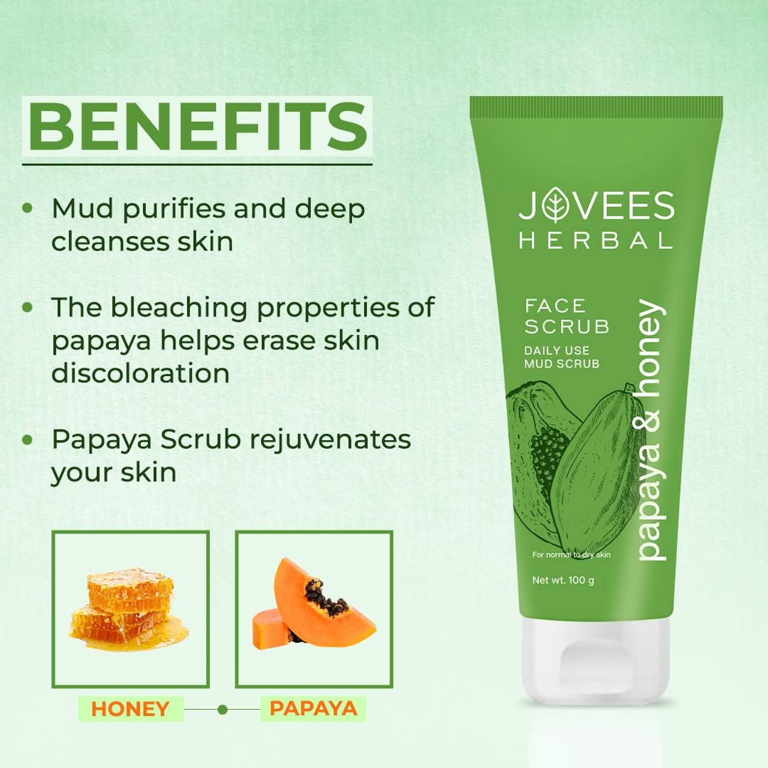 Jovees Facial Scrub - Papaya & Honey - 100gms - Image 4