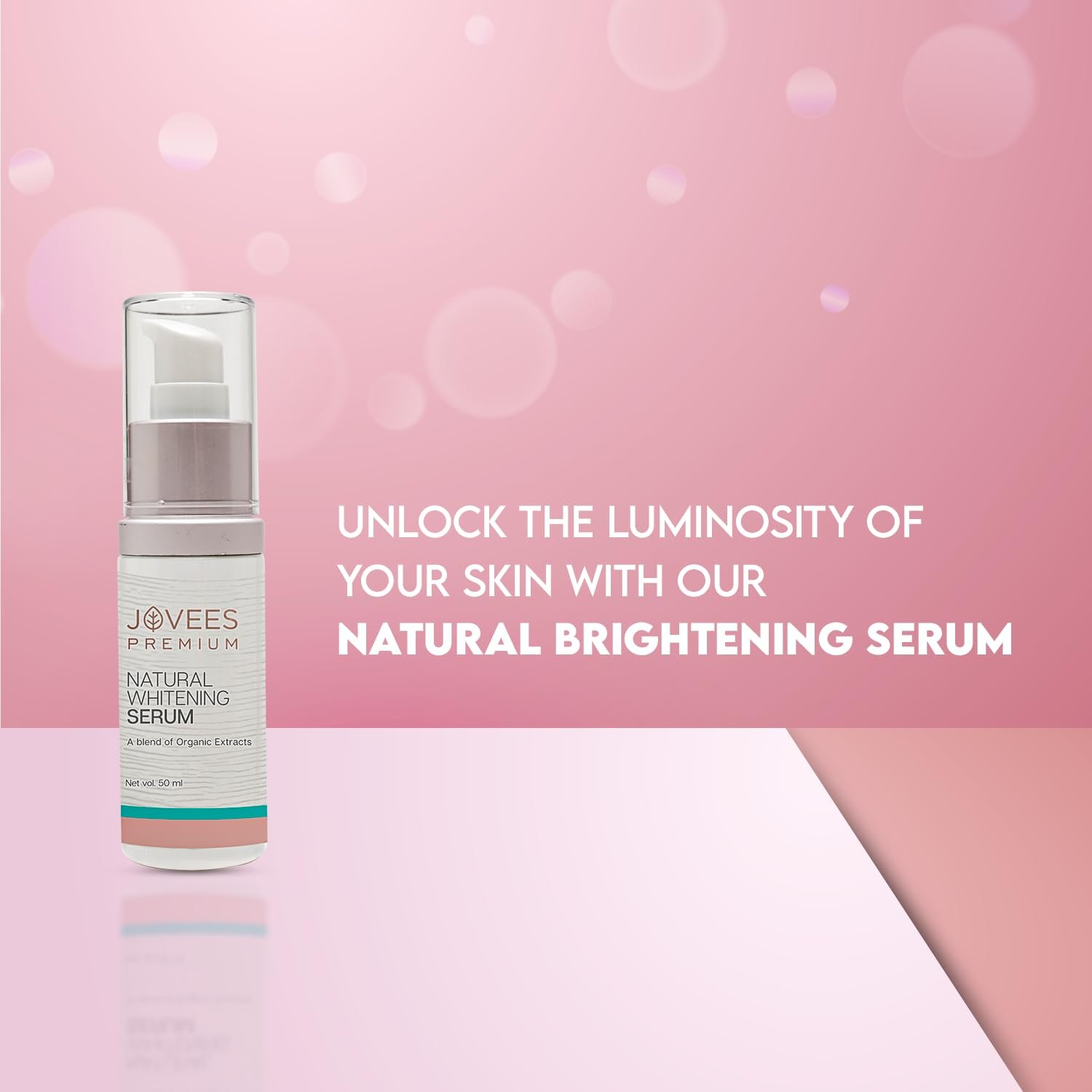 Jovees Premium Natural Whitening Serum | Brightens Dull Skin | Gives Clear And Glowing Skin | Lightweight & Fast Absorbing | Suitable For All Skin Types | 50ml - Image 5