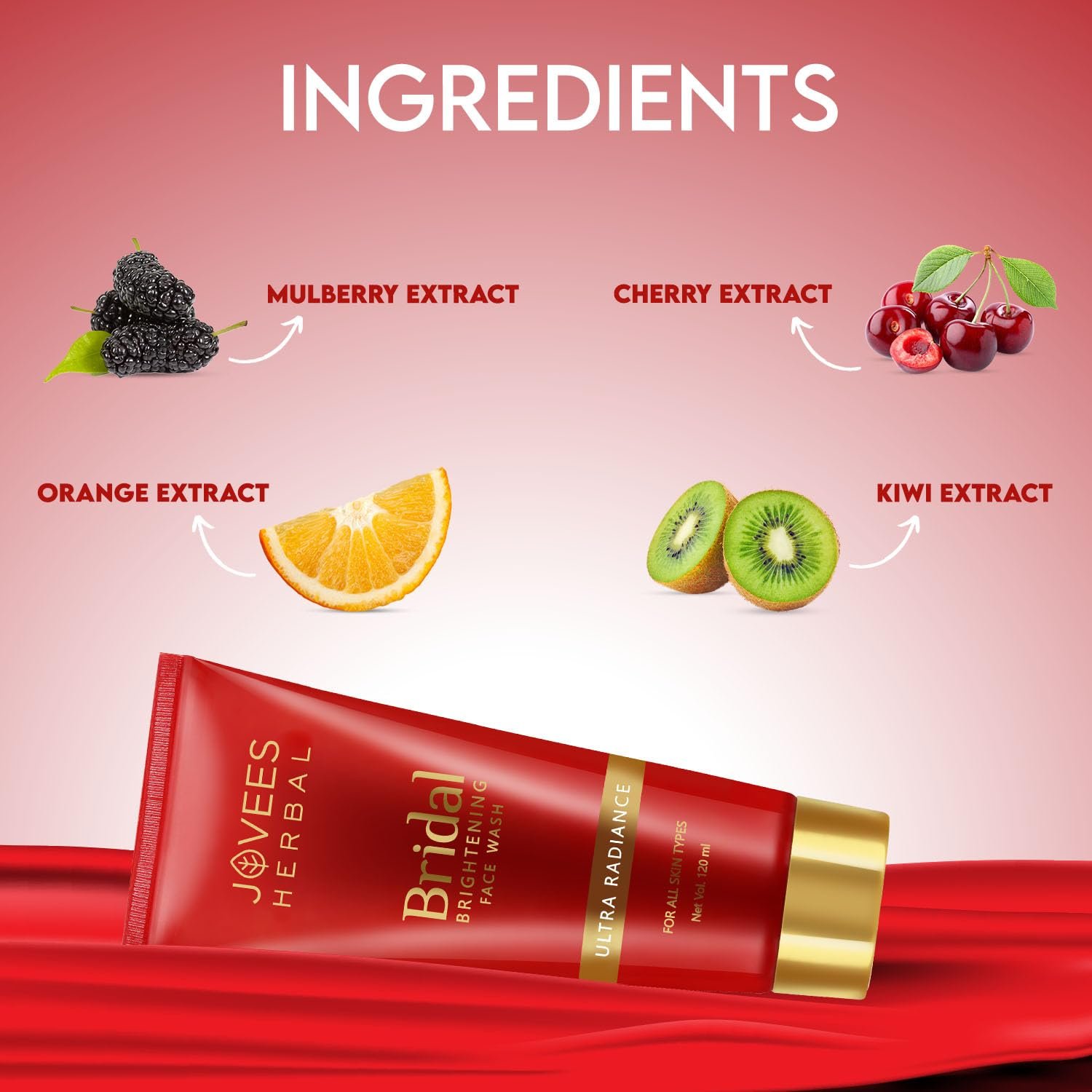 Jovees Herbal Bridal Brightening Face Wash | Ultra Radiance For Brightening Skin | Reduces Dark Spot For All Skin Types 120ml - Image 3