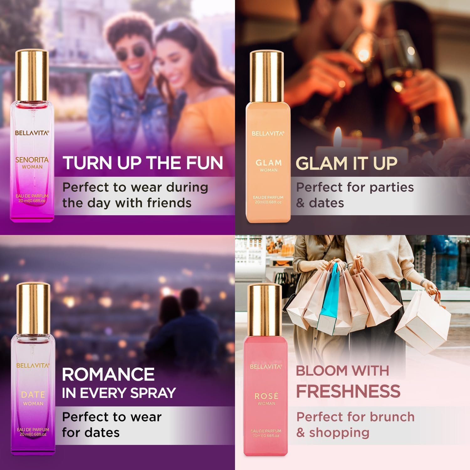 Bella Vita Luxury | Perfume Gift Set for Women | Perfume for Woman | Gifts for Woman | Long Lasting EDP 4x20ml | Floral & Fruity Fragrance | Date, Senorita, Glam, Rose - Image 5
