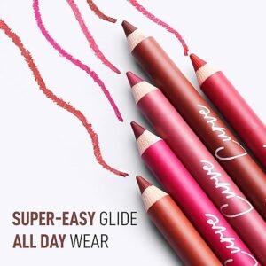 RENEE Curve Lip Liner With Sharpener- Cherry Pop | Creamy Texture With Matte Finish | Hydrating, Long-Lasting, Richly Pigmented Formula | Shea Butter, Jojoba Oil & Rose Oil | 2.5 g
