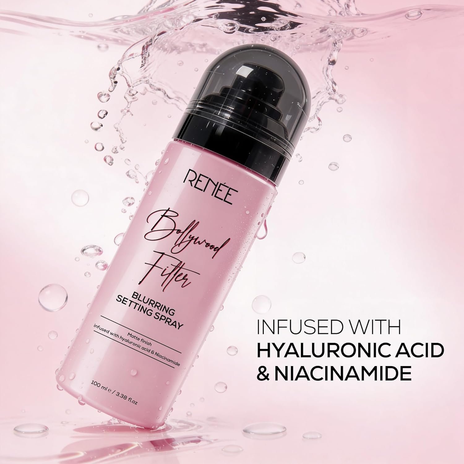 RENEE Bollywood Filter Blurring Setting Spray for Face Makeup, Matte Finish & Pore Blur Effect with Niacinamide & Hyaluronic Acid, Long Lasting Makeup Fixer & Shine Control, Fine Mist 100ml - Image 2
