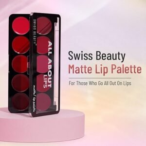 Swiss Beauty All About Lip Palette With 10 Pigmented Colors |Creamy Matte Finish Lip Colors Lipstick |Travel Friendly Lip Palette